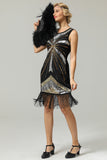 1920s Silver Sequins Fringe Flapper Dress