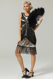 1920s Silver Sequins Fringe Flapper Dress