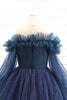 Load image into Gallery viewer, Glitter Navy Long Sleeves Flower Girl Dress