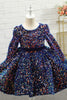 Load image into Gallery viewer, Navy Glitter Sequin Flower Girl Dress with Sleeves