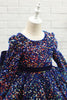 Load image into Gallery viewer, Navy Glitter Sequin Flower Girl Dress with Sleeves