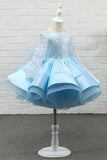 Light Blue Sequin Flower Girl Dress with Sleeves