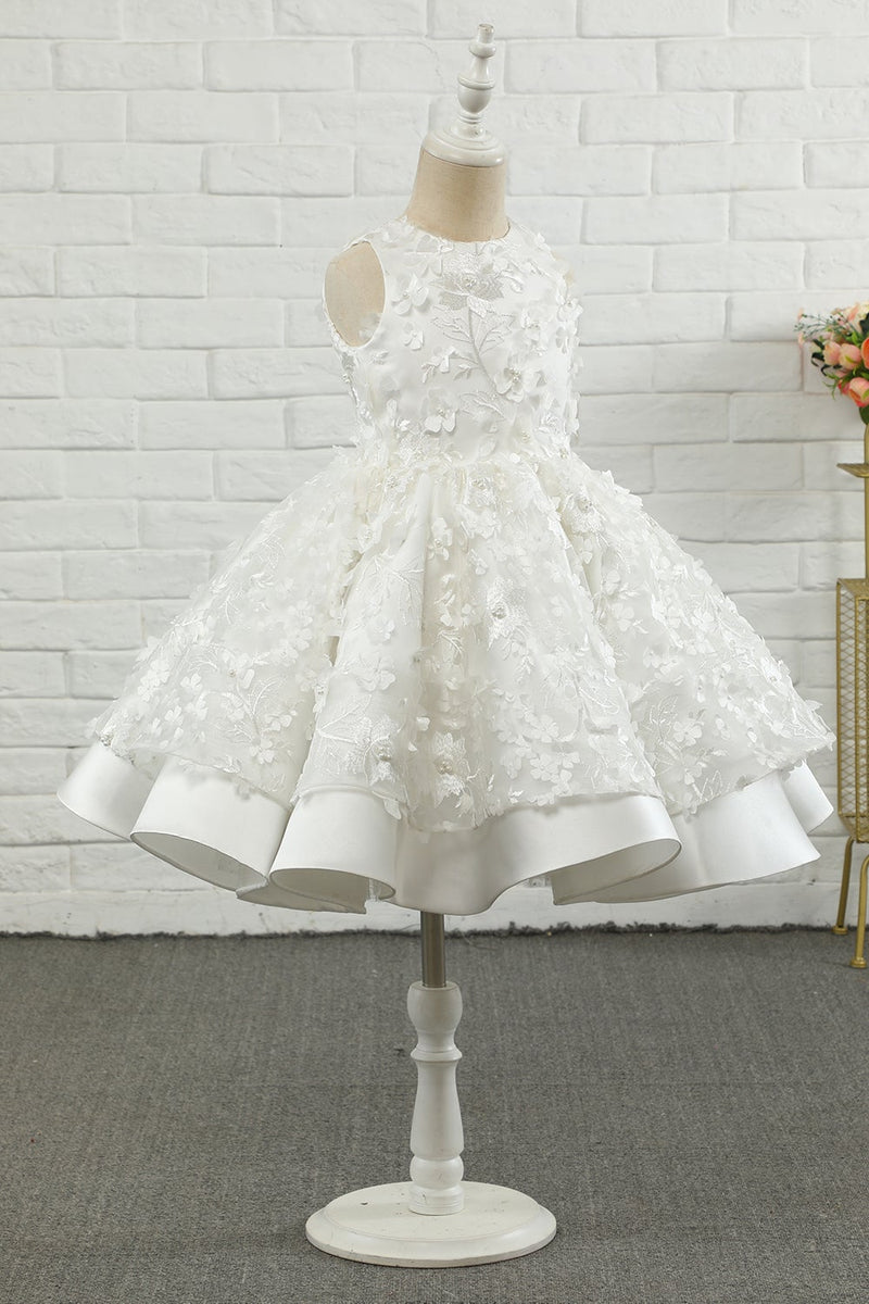 Load image into Gallery viewer, White Applique Sleeveless Flower Girl Dress