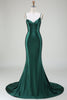 Load image into Gallery viewer, Dark Green Mermaid Spaghetti Straps Sweep Train Prom Dress