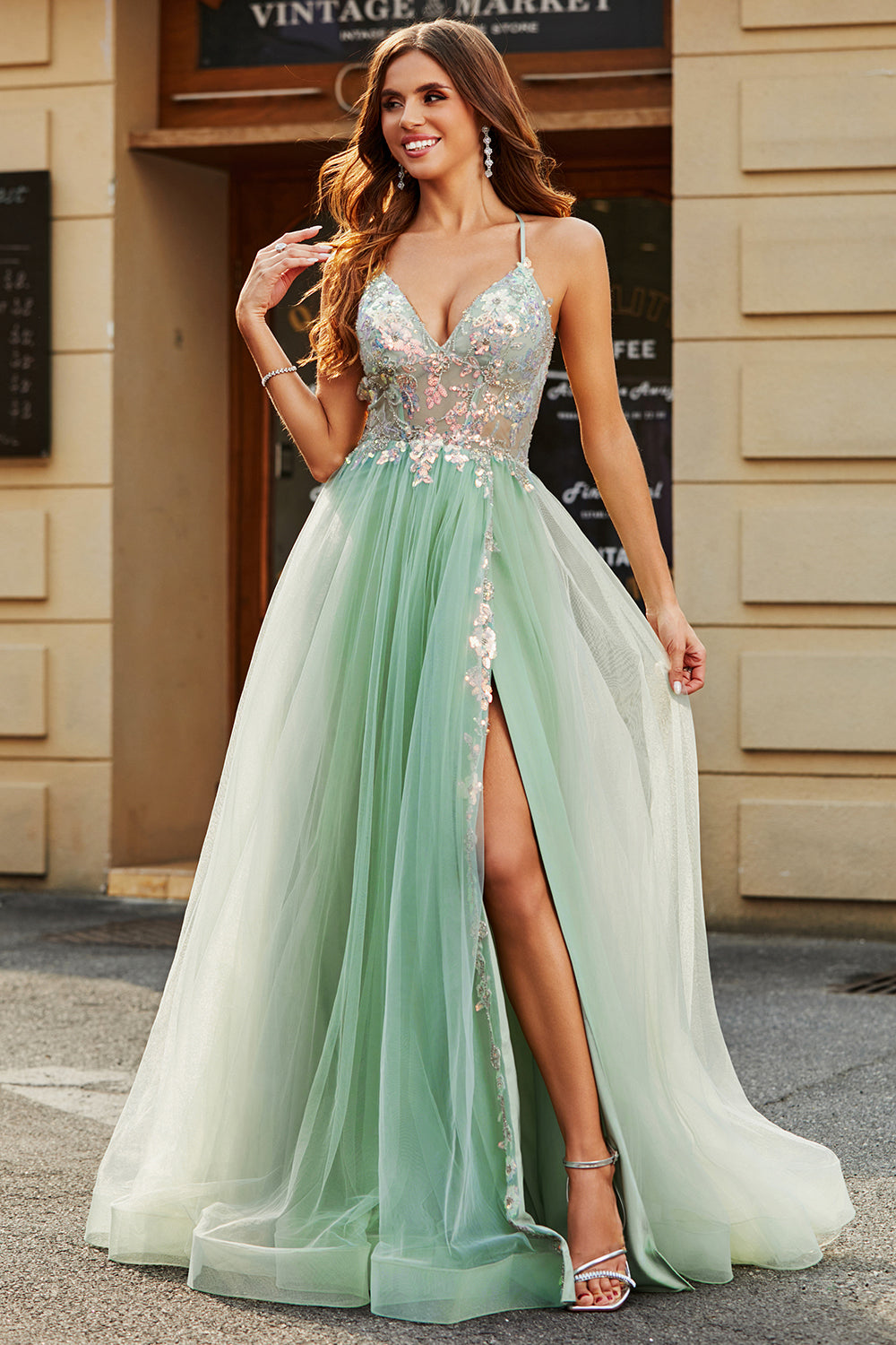 Light green prom dresses deals