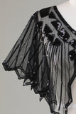 Sequins Black Glitter 1920s Cape with Beading