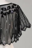 Sequins Black Glitter 1920s Cape with Beading