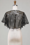 Sequins Black Glitter 1920s Cape with Beading