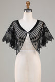 Glitter Black Sequins 1920s Cape with Beading