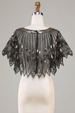 Glitter Black Sequins 1920s Cape with Beading