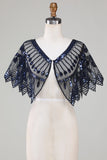 Glitter Black Sequins 1920s Cape with Beading