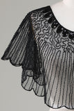 Sequins Black Glitter 1920s Cape with Beaded