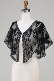 Black Glitter Sequins 1920s Cape