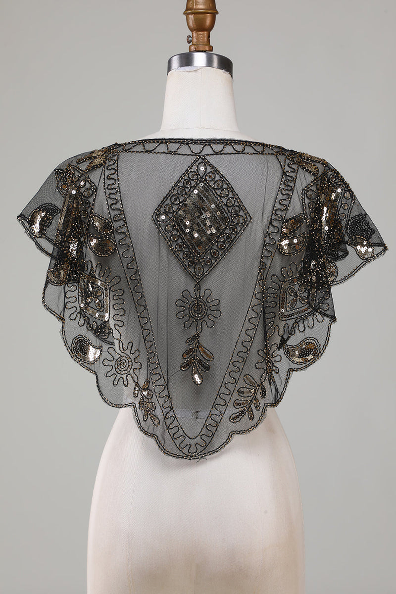 Load image into Gallery viewer, Beaded Golden Sequins 1920s Cape