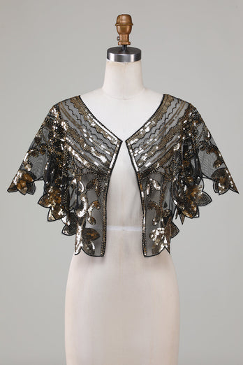 Glitter Sequins Black 1920s Cape