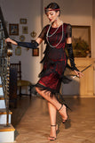 Black Beaded Gatsby Fringed Flapper Dress