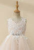 Load image into Gallery viewer, Champagne Beaded Tulle Flower Girl Dress