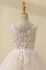 Load image into Gallery viewer, Champagne Beaded Tulle Flower Girl Dress
