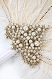 Ivory Pearls 1920s Fan with Feathers