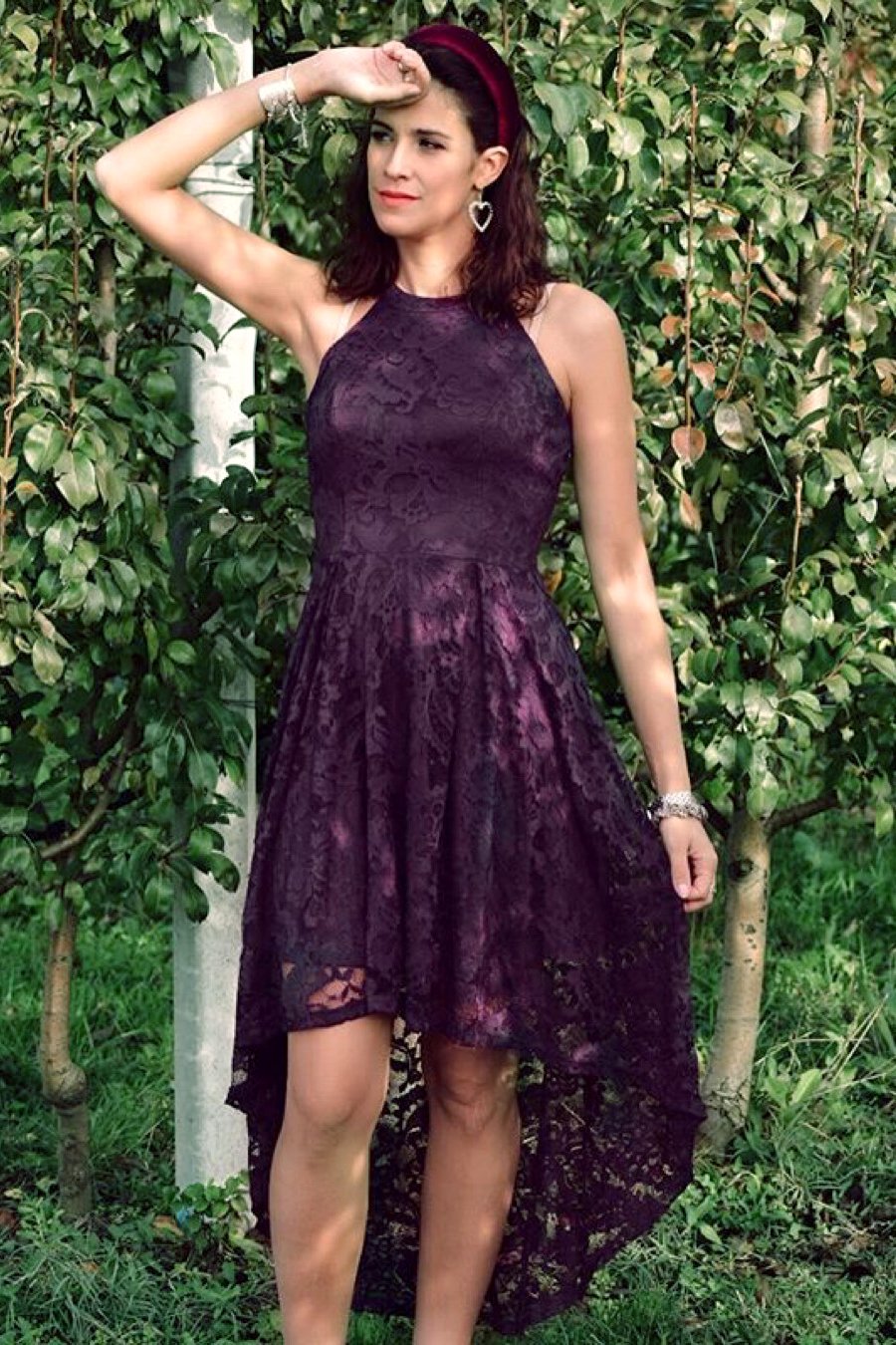 Grape High Low Lace Dress