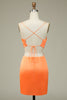 Load image into Gallery viewer, Bodycon Orange Spaghetti Straps Homecoming Dress