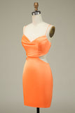 Bodycon Orange Spaghetti Straps Homecoming Dress