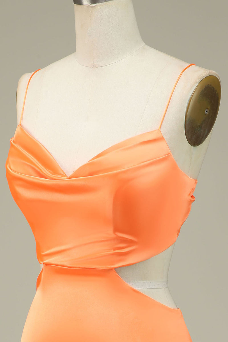 Load image into Gallery viewer, Bodycon Orange Spaghetti Straps Homecoming Dress