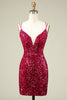 Load image into Gallery viewer, Stylish Fuchsia Spaghetti Straps Tight Homecoming Dress