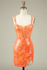 Load image into Gallery viewer, Gorgeous Orange Lace Up Tight Glitter Homecoming Dress