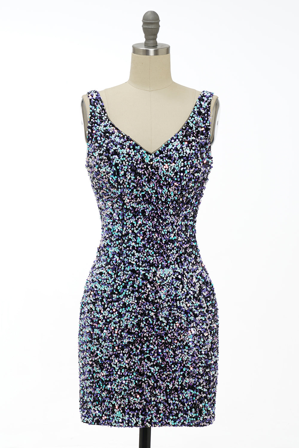 Black Sequin Fitted Cocktail Dress