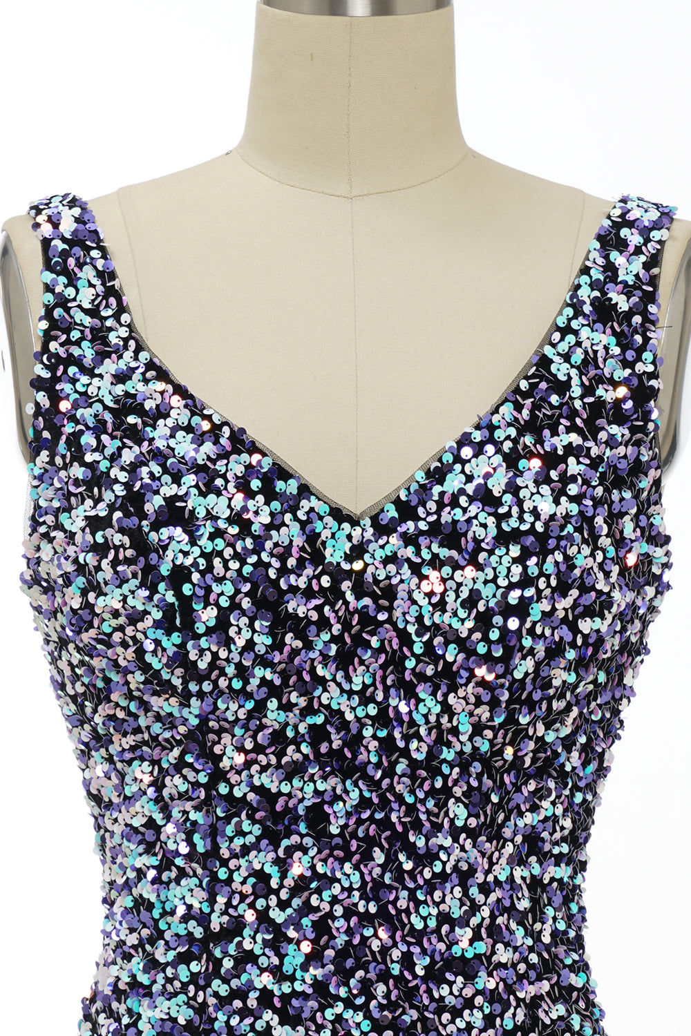 Black Sequin Fitted Cocktail Dress