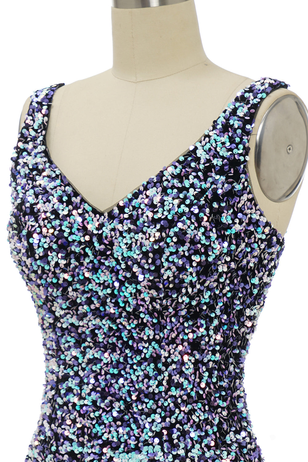 Black Sequin Fitted Cocktail Dress