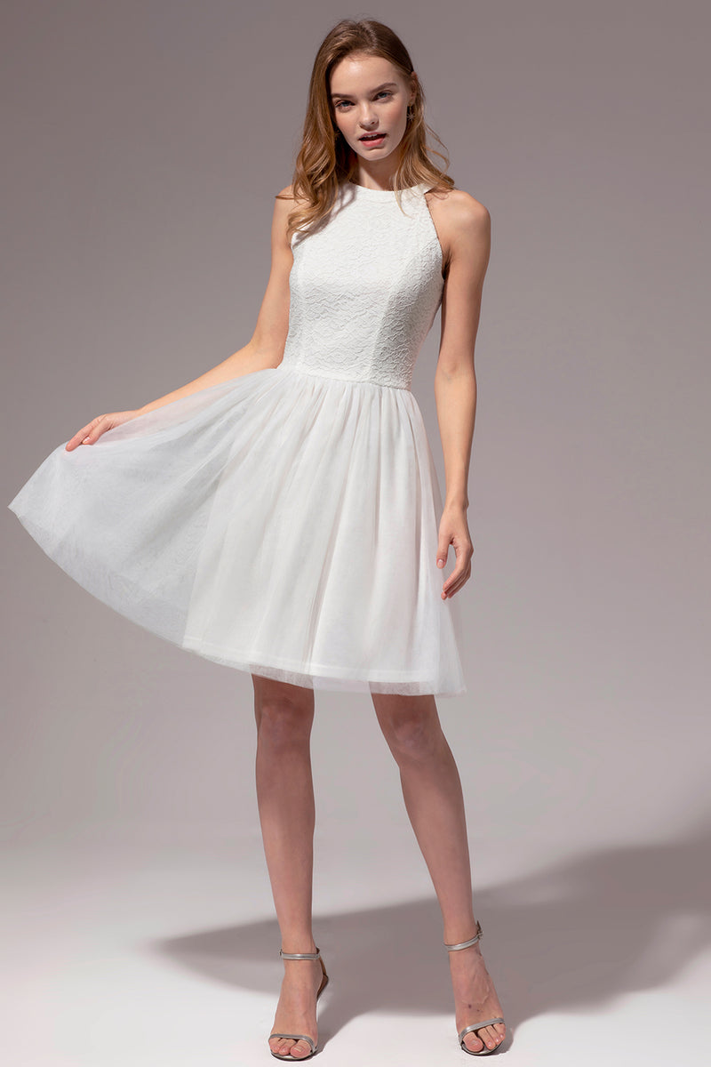 Load image into Gallery viewer, White Halter Lace Dress