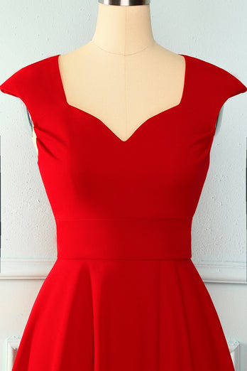 Red Solid Graduation Dress