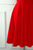 Red Solid Graduation Dress