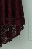 Burgundy V-Neck Lace Dress