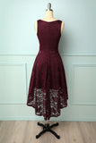 Burgundy V-Neck Lace Dress