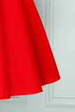 Red V Neck Swing Dress