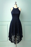 Asymmetric Navy Lace Dress