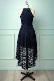 Asymmetric Navy Lace Dress