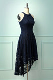 Asymmetric Navy Lace Dress