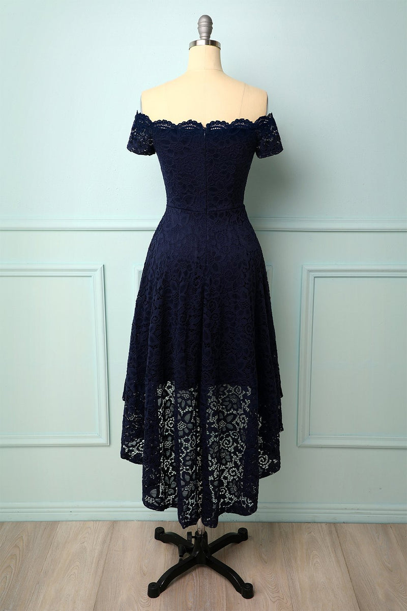 Load image into Gallery viewer, Navy Off the Shoulder Dress