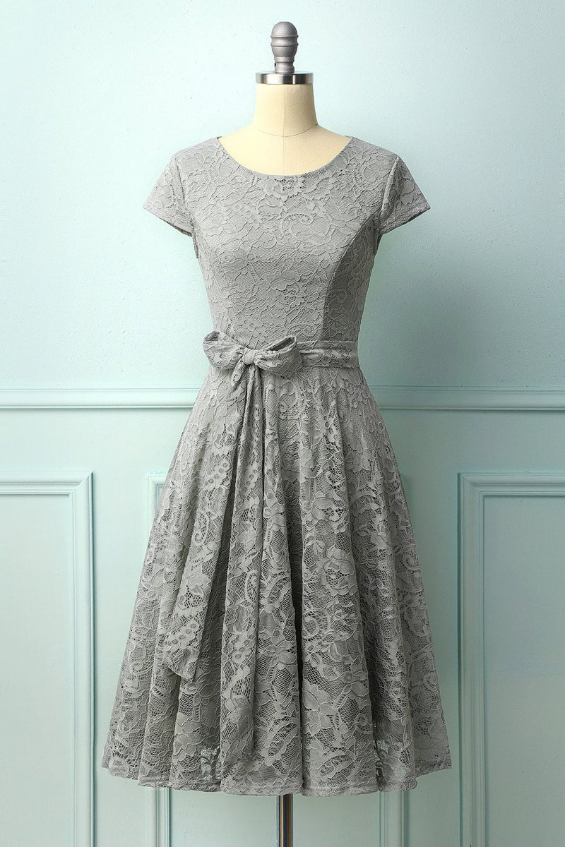 Load image into Gallery viewer, Grey Lace Midi Dress