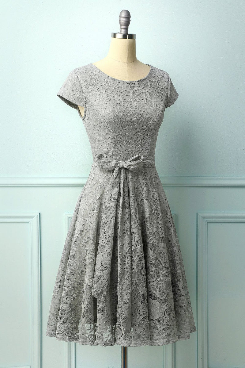 Load image into Gallery viewer, Grey Lace Midi Dress