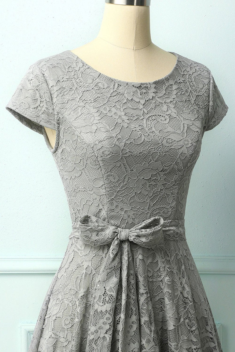 Load image into Gallery viewer, Grey Lace Midi Dress