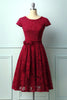 Load image into Gallery viewer, Dark Red Lace Midi Dress