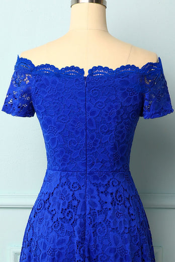 Royal Blue Off the Shoulder Dress