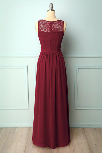 Burgundy Lace Long Dress