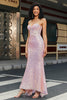 Load image into Gallery viewer, Mermaid Pink Sequins Corset Prom Dress