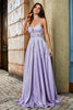 Load image into Gallery viewer, Lilac A-Line Spaghetti Straps Long Glitter Prom Dress With Beading